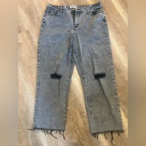 Tilly’s black stonewashed, high waisted, straight leg jeans!